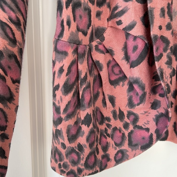 Boston Proper Leopard Print Wild Blush Open-Front Peplum Cardigan +Measurements! - Picture 6 of 14